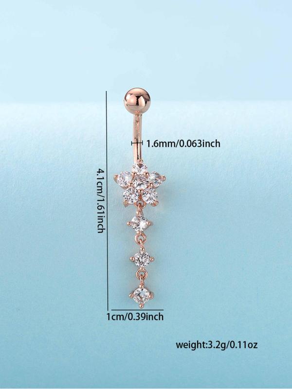 Women's Elegant Rhinestone Decorated Belly Ring, Exquisite Star Design Belly Piercing Stud， Fashionable Body Jewelry for Women for Party Decoration