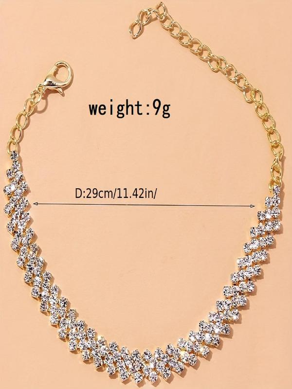 Women's Elegant Rhinestone Decorated Anklet,  Simple Trendy Alloy Anklet, Fashionable Body Jewelry for Daily & Party Decoration