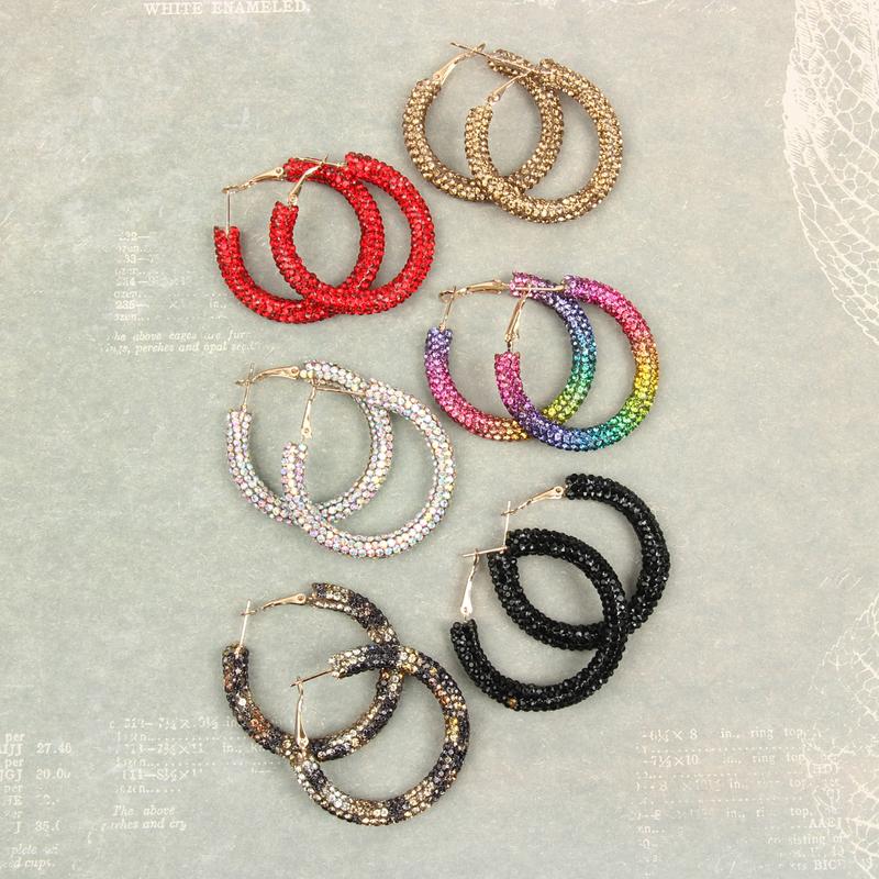 Dazzling Rhinestone-Coated Hoop Earrings