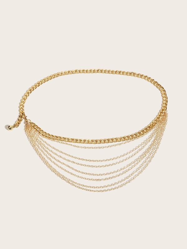 Women's Elegant Solid Color Chain Decor Waist Belt, Fashion All-match Clothes Accessories, Trendy Belt Chain for Women