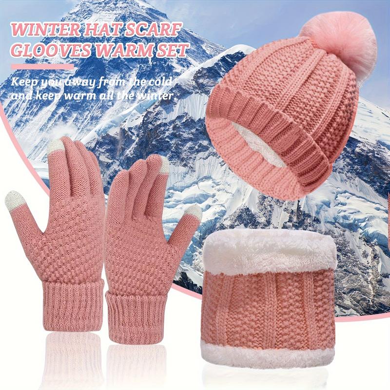 Cozy Winter Warmth Set - Beanie, Scarf & Gloves, Ear Cover, Soft Knitted Fabric, Perfect for Christmas, Fall Winter, Cold Weather, Outdoor Activities