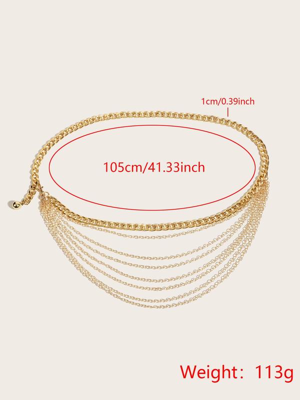 Women's Elegant Solid Color Chain Decor Waist Belt, Fashion All-match Clothes Accessories, Trendy Belt Chain for Women