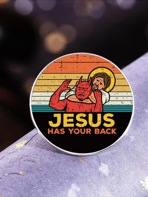 Summer Letters & Jesus Print Pin Brooch, Round Badge, Fashion Accessories for Men & Women for Backpacks, Jeans, Scarves, Hats Decoration Fixed Buckle