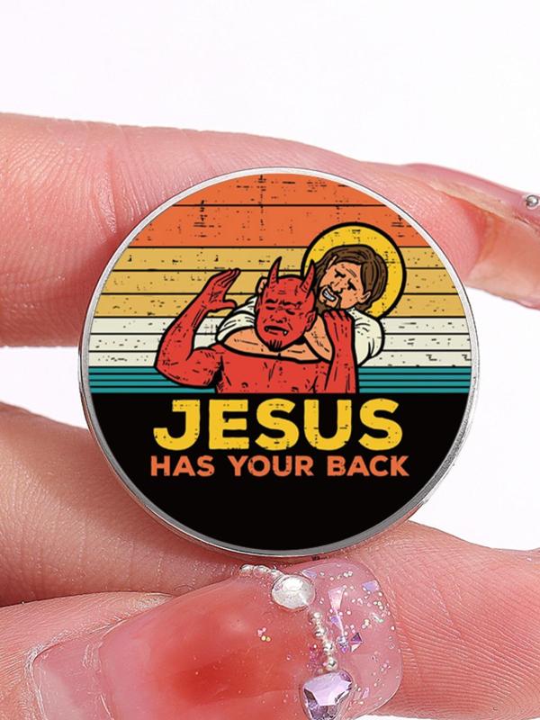 Summer Letters & Jesus Print Pin Brooch, Round Badge, Fashion Accessories for Men & Women for Backpacks, Jeans, Scarves, Hats Decoration Fixed Buckle