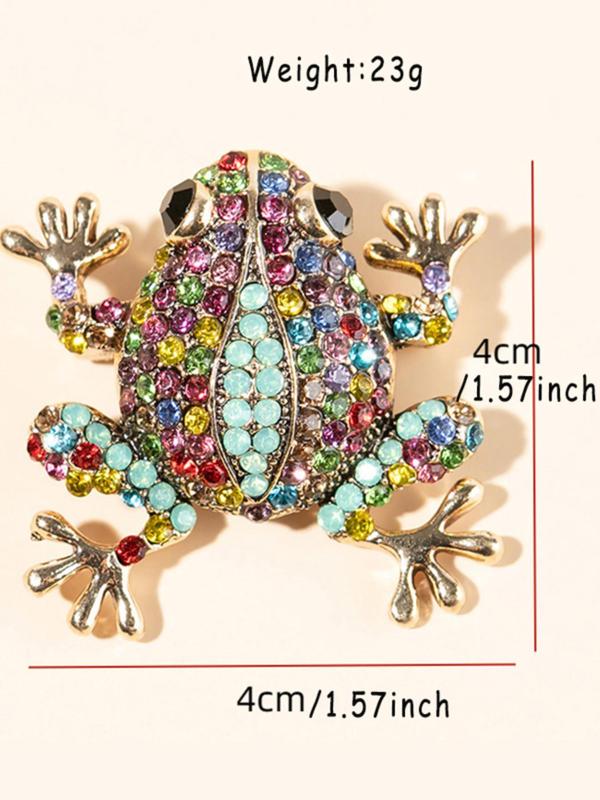 Rhinestone Decorated Frog Design Brooch Pin for Clothes, Vintage Clothes Accessories for Men & Women, Exquisite Jewelry for Birthday Gift