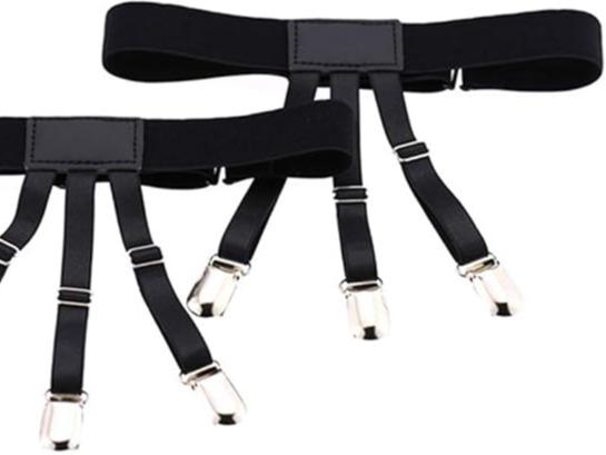 Adjustable Elastic Garter Military Shirt Holder with Non-Slip Locking Clamps for Men