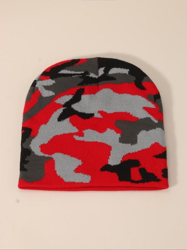 Camo Pattern Beanie Hat, Casual Outdoor Sports Hat for Men & Women, Fashion Accessories for Fall & Winter