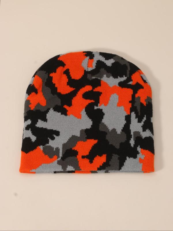 Camo Pattern Beanie Hat, Casual Outdoor Sports Hat for Men & Women, Fashion Accessories for Fall & Winter