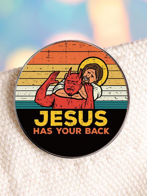 Summer Letters & Jesus Print Pin Brooch, Round Badge, Fashion Accessories for Men & Women for Backpacks, Jeans, Scarves, Hats Decoration Fixed Buckle