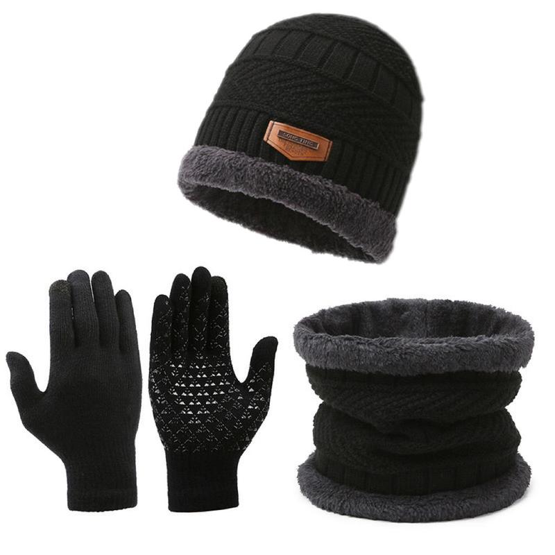 Winter Warm Set, 4 Counts set Soft Lightweight Warm Knitted Wool Hat & Scarf & Touch Screen Gloves, Suitable for Unisex Outdoor Sports, The Perfect Christmas Holiday Gift