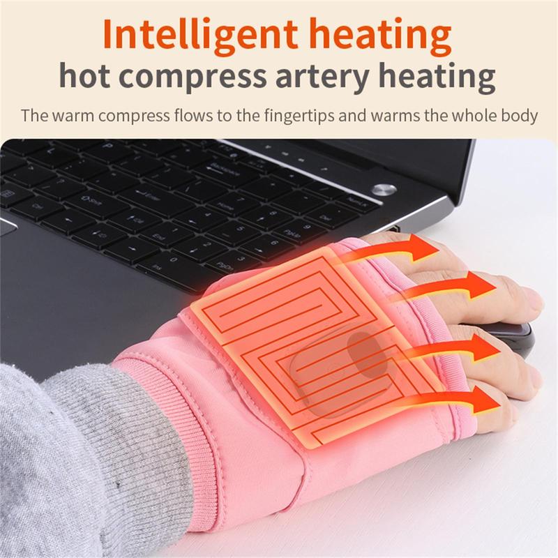 Rechargeable Heated Gloves - USB - Powered Electric Fingerless Gloves as Hand Warmers for Winter Laptop Use, Ideal for Both Men and Women