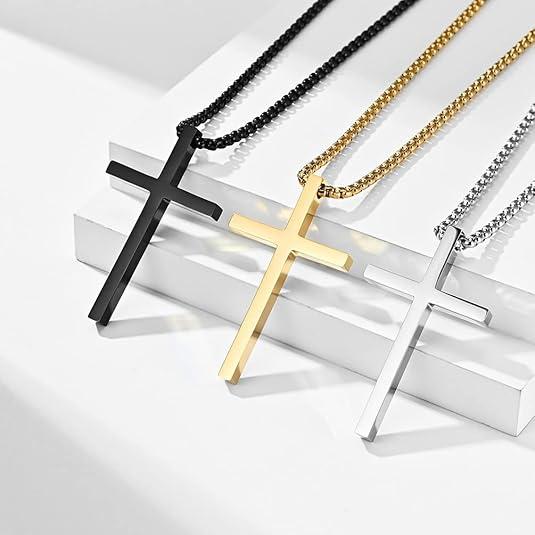 Christian Accessories,Stainless Steel Cross Necklace for Men Women ，Fathers Day Dad Gifts for Dad，Silvery Cross Necklace  Small Cross Pendant Necklace Simple Jewelry Cross Chain ，Cross Keychain，Cross Bracelet for Men Women,Chrismas gift