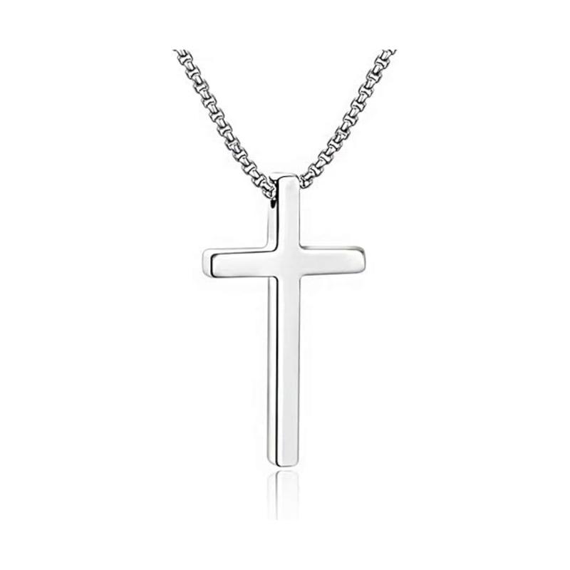 Christian Accessories,Stainless Steel Cross Necklace for Men Women ，Fathers Day Dad Gifts for Dad，Silvery Cross Necklace  Small Cross Pendant Necklace Simple Jewelry Cross Chain ，Cross Keychain，Cross Bracelet for Men Women,Chrismas gift