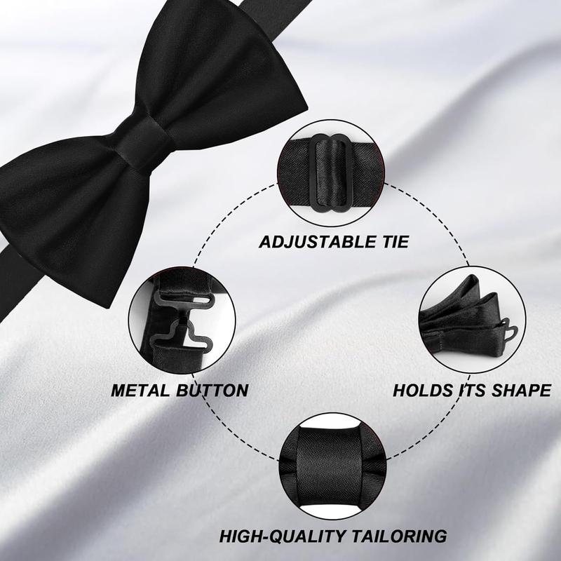 Men's Bow Ties Solid Color Pre-Tied Bow Tie Satin Formal Tuxedo Bowtie Adjustable  Bowtie for Men Wedding Party