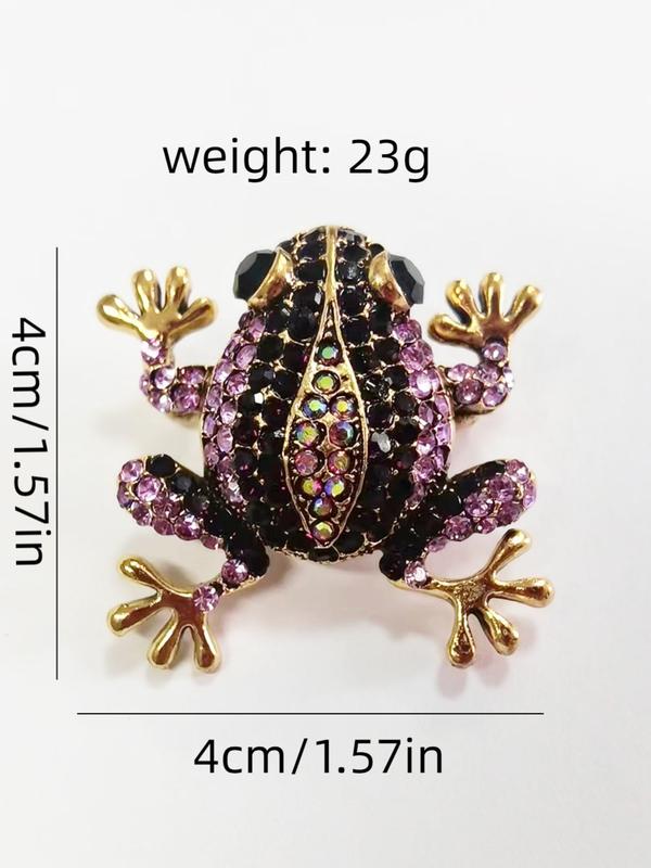 Rhinestone Decorated Frog Design Brooch Pin for Clothes, Vintage Clothes Accessories for Men & Women, Exquisite Jewelry for Birthday Gift