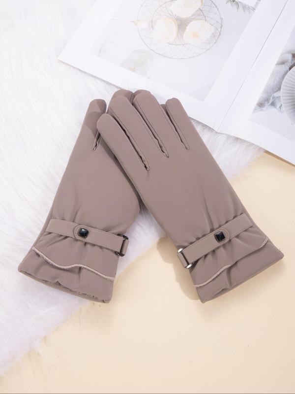 Women's Solid Color Touch Screen Gloves, Casual Soft Warm Gloves for Fall & Winter, Fashion Accessories for Women & Girls