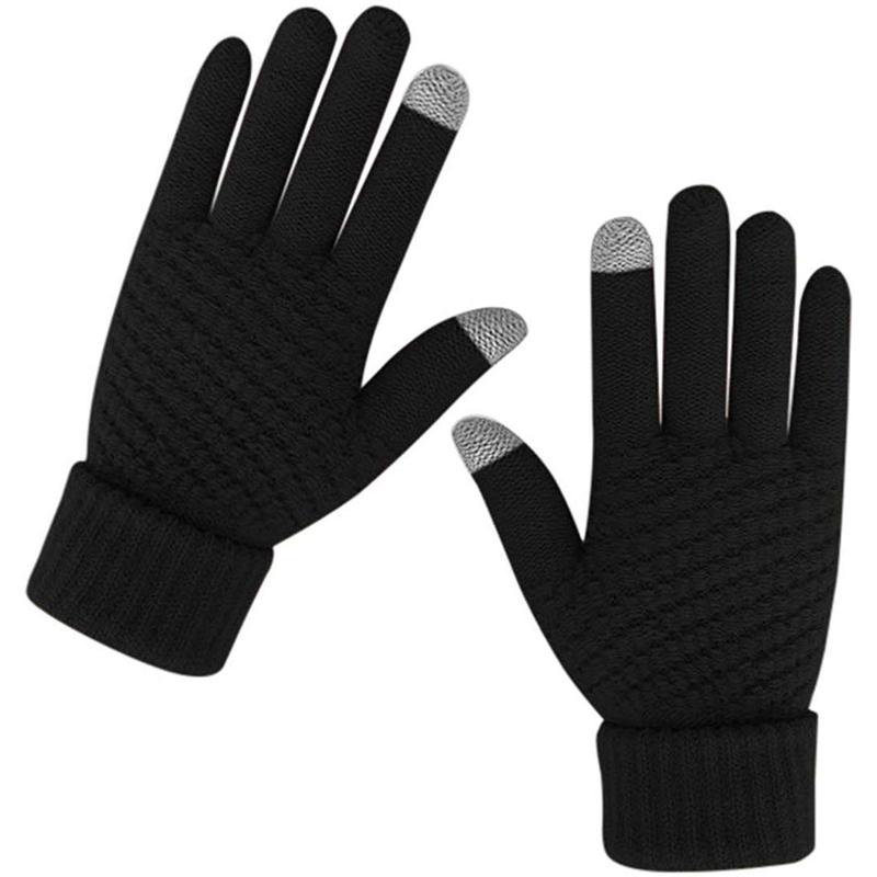 Winter Gloves Touchscreen, Warm Fleece Lined Elastic Knit Gloves Driving Running Texting Gloves for Cold Weather, Christmas Gifts for Men Women