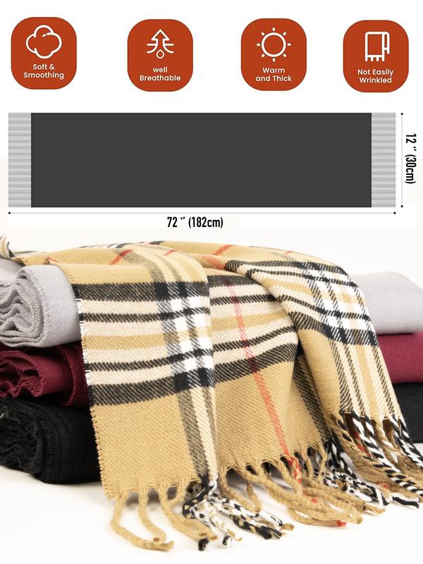 NevEND Men Women Winter Warm Cashmere Feel Winter Scarf Plain Soft Warp Fashion Long Shawl