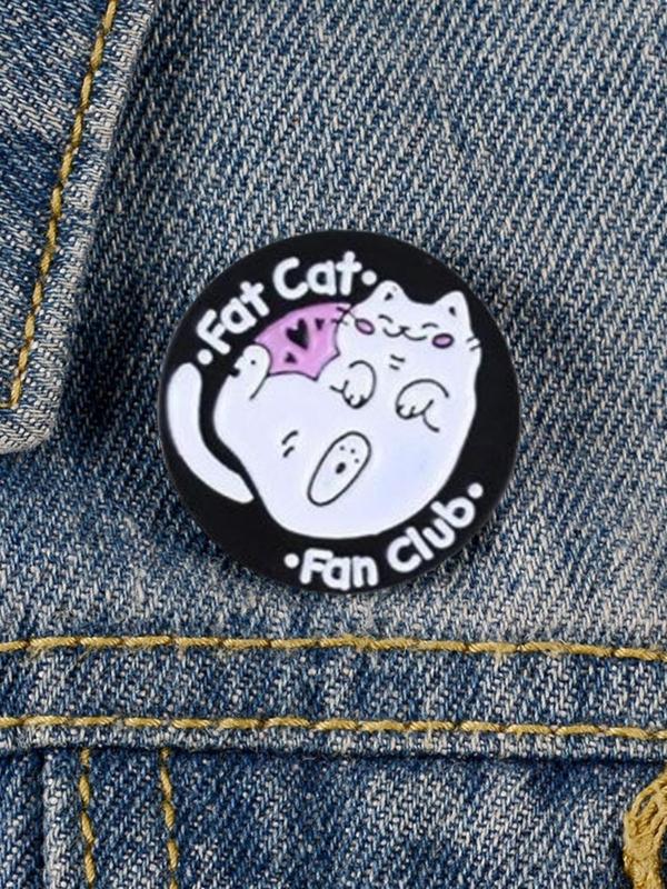 Cute Cat Print Enamel Pin, Animal Kitten Brooches for Shirt Lapel Backpack, Round Badge Jewelry Gift for Cat Fans