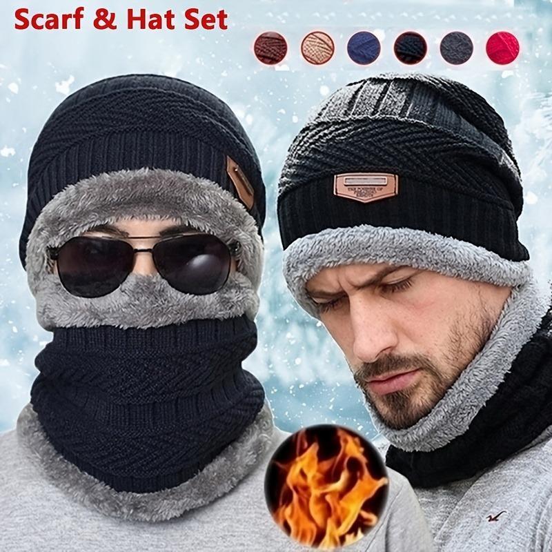 Winter Warm Set, 4 Counts set Soft Lightweight Warm Knitted Wool Hat & Scarf & Touch Screen Gloves, Suitable for Unisex Outdoor Sports, The Perfect Christmas Holiday Gift