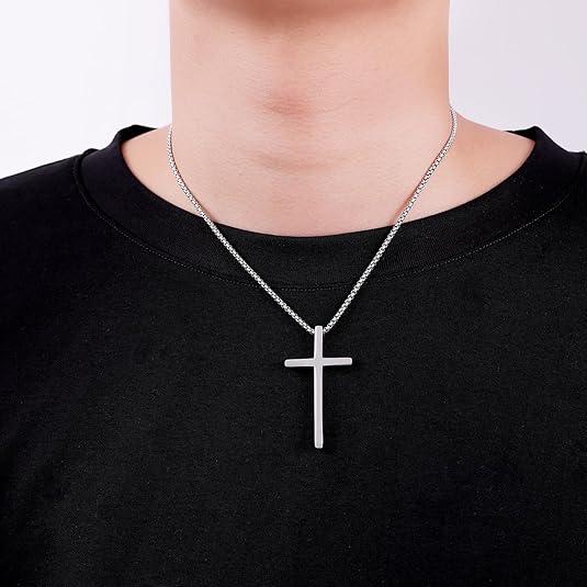 Christian Accessories,Stainless Steel Cross Necklace for Men Women ，Fathers Day Dad Gifts for Dad，Silvery Cross Necklace  Small Cross Pendant Necklace Simple Jewelry Cross Chain ，Cross Keychain，Cross Bracelet for Men Women,Chrismas gift