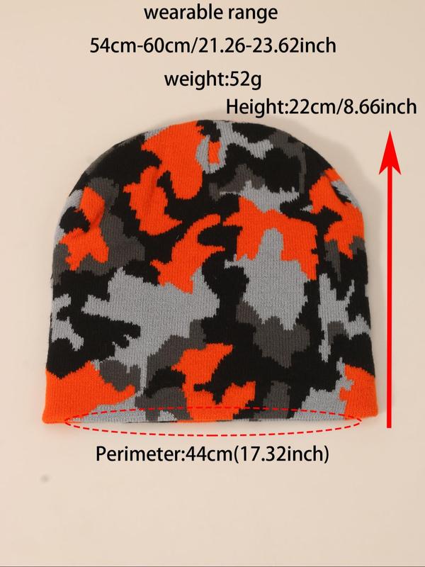 Camo Pattern Beanie Hat, Casual Outdoor Sports Hat for Men & Women, Fashion Accessories for Fall & Winter