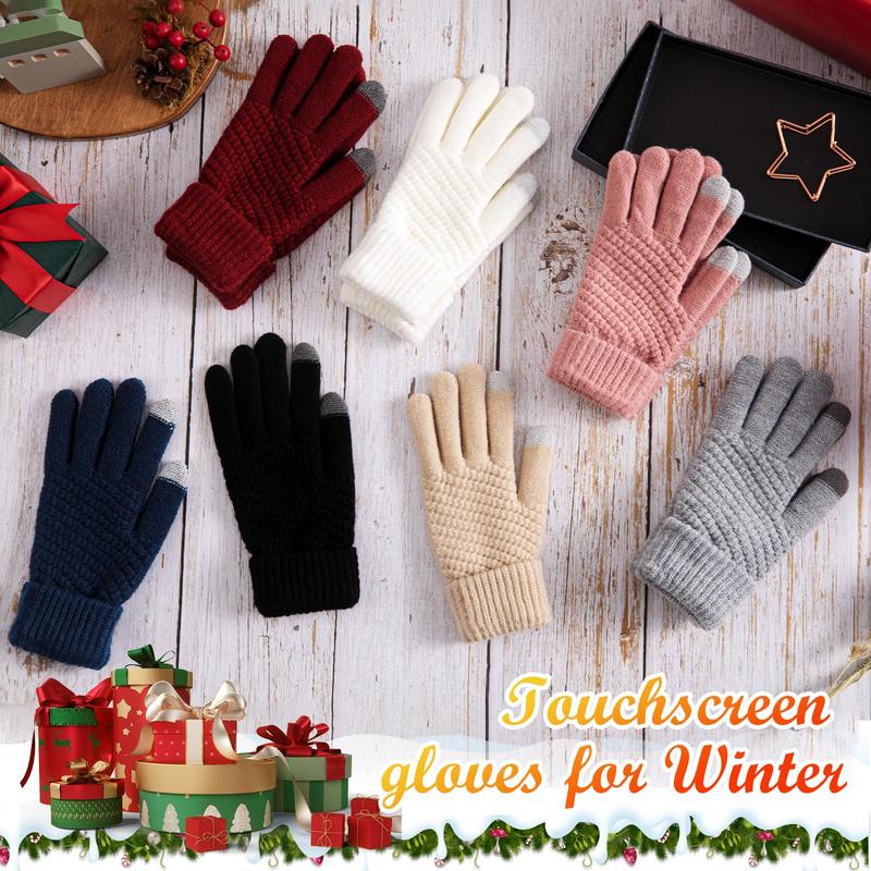 Winter Gloves Touchscreen, Warm Fleece Lined Elastic Knit Gloves Driving Running Texting Gloves for Cold Weather, Christmas Gifts for Men Women