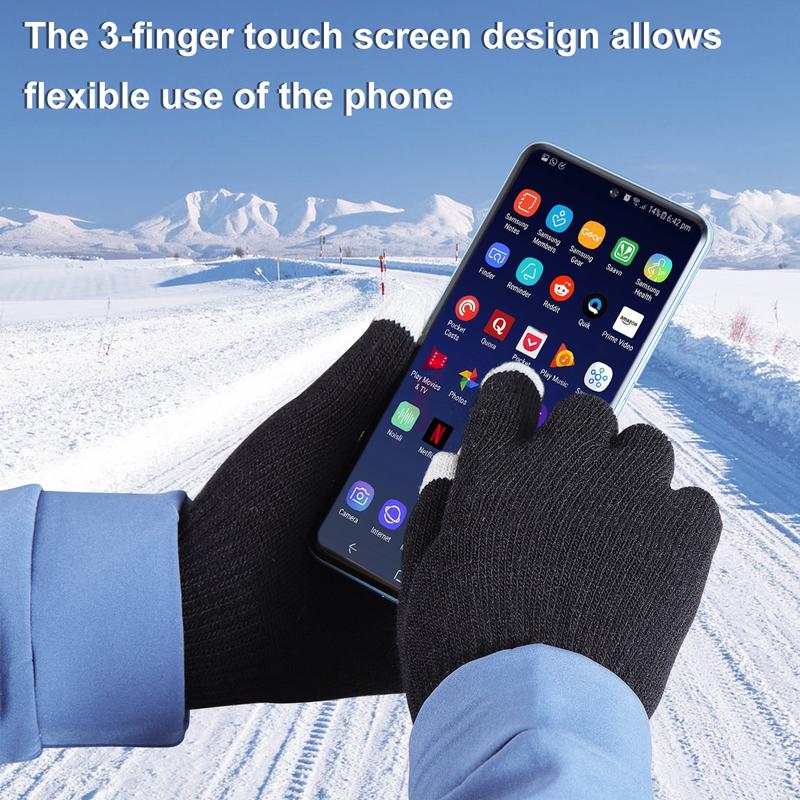 Electric USB Heated Gloves for Men and Women, Soft Knitting Heating Gloves  Touchscreen Hand Warm Windproof Thermal Winter Ski