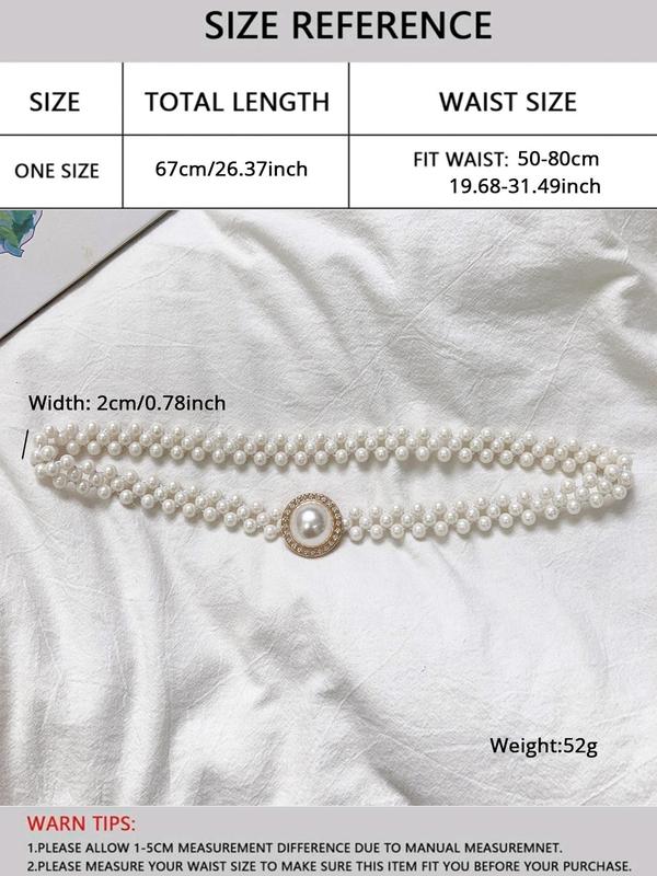 Faux Pearl Decorated Waist Belt,  Women's Fashion Decorative Belt for Casual Dress, Elegant All-match Fashion Accessories for Daily & Party Decoration, Exquisite Jewelry for Birthday Gifts