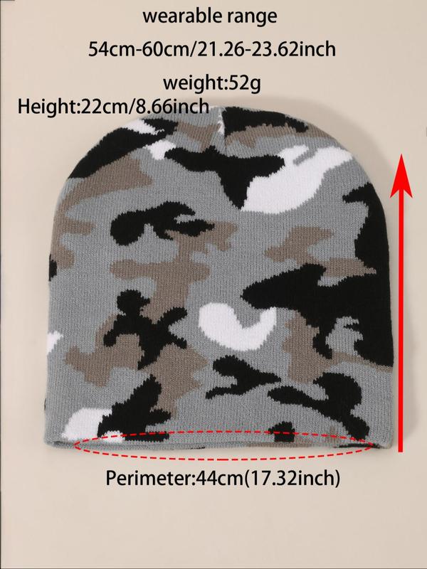 Camo Pattern Beanie Hat, Casual Outdoor Sports Hat for Men & Women, Fashion Accessories for Fall & Winter