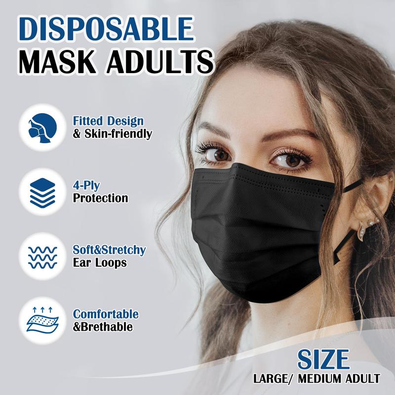 Disposable Face Mask For Adults - 100 Pack Individually Wrapped,4 Ply Protection Face Masks,Colorful Face Masks Disposable