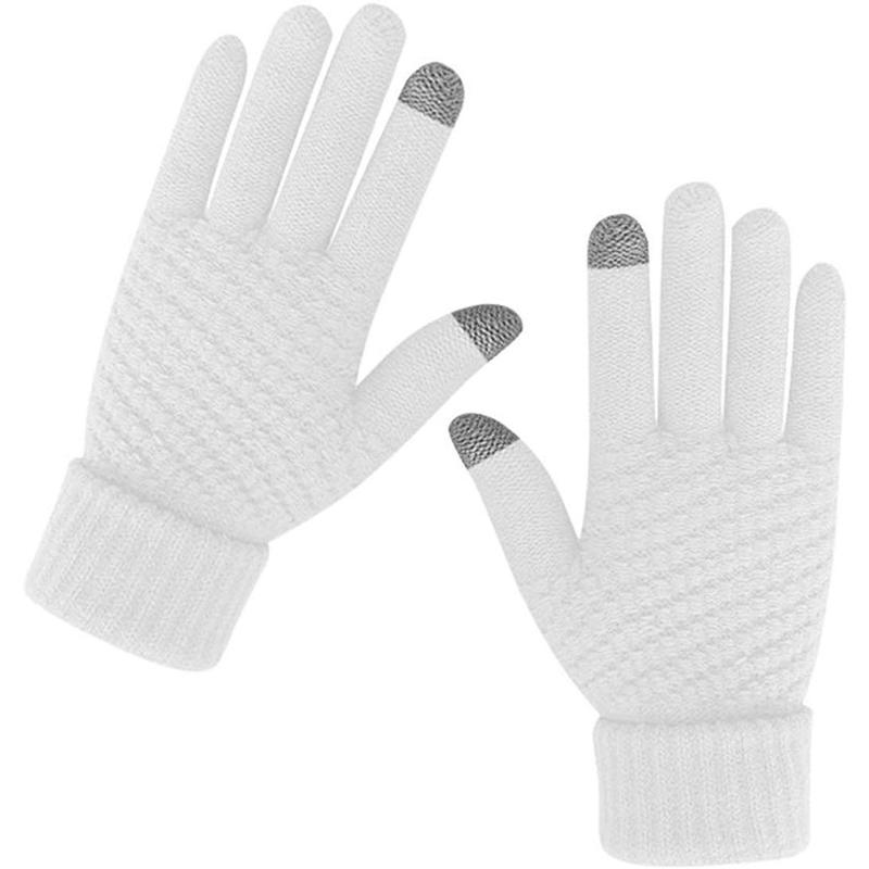 Winter Gloves Touchscreen, Warm Fleece Lined Elastic Knit Gloves Driving Running Texting Gloves for Cold Weather, Christmas Gifts for Men Women