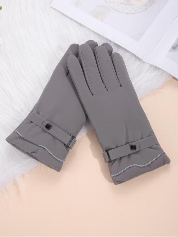 Women's Solid Color Touch Screen Gloves, Casual Soft Warm Gloves for Fall & Winter, Fashion Accessories for Women & Girls