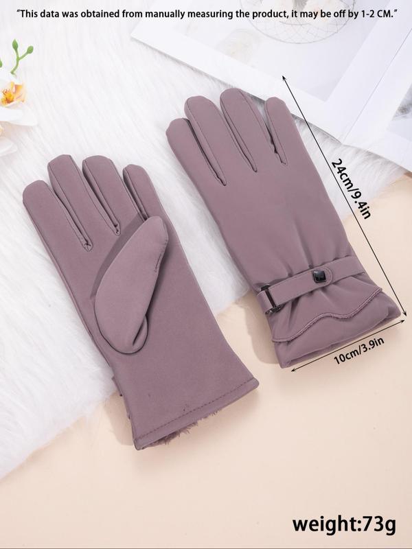 Women's Solid Color Touch Screen Gloves, Casual Soft Warm Gloves for Fall & Winter, Fashion Accessories for Women & Girls