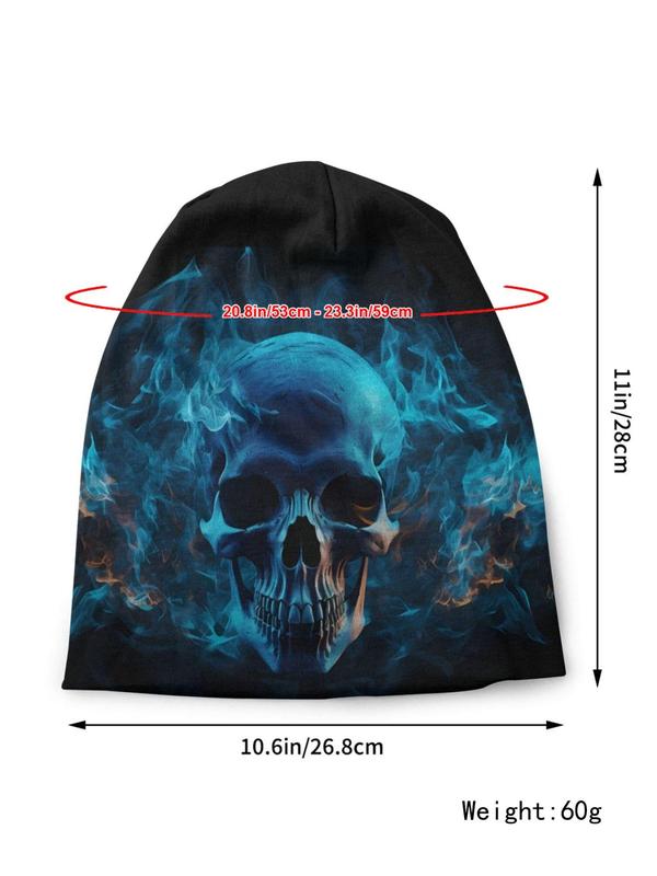 Punk Style Creative Skull Print Beanie Hat, Casual Trendy Beanie Hat for Fall & Winter, Fashion Accessories for Men & Women for Daily Outdoor Wear