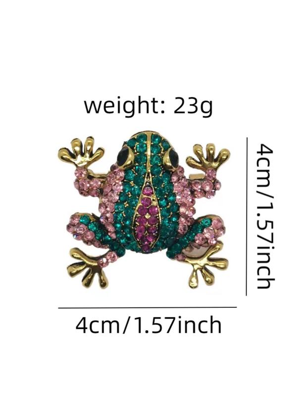 Rhinestone Decorated Frog Design Brooch Pin for Clothes, Vintage Clothes Accessories for Men & Women, Exquisite Jewelry for Birthday Gift