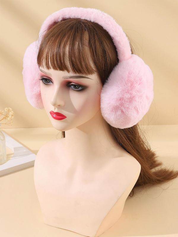 Cute Solid Color Fluffy Plush Winter Earmuffs,  Outdoor Sports Cycling Ear Cover, Daily Clothing Decoration