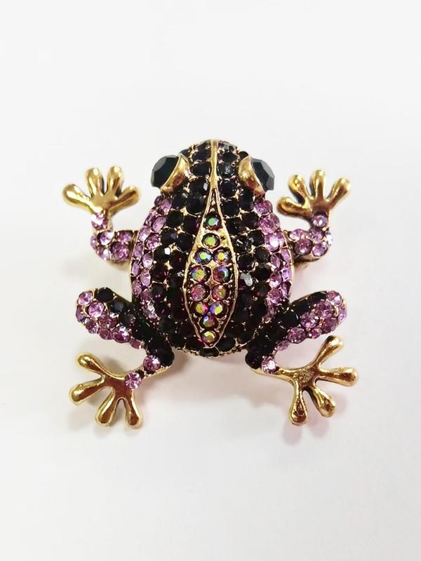 Rhinestone Decorated Frog Design Brooch Pin for Clothes, Vintage Clothes Accessories for Men & Women, Exquisite Jewelry for Birthday Gift