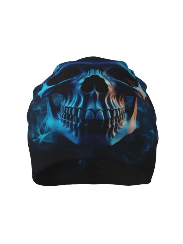 Punk Style Creative Skull Print Beanie Hat, Casual Trendy Beanie Hat for Fall & Winter, Fashion Accessories for Men & Women for Daily Outdoor Wear