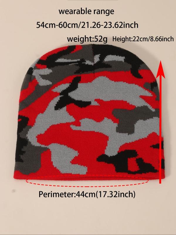 Camo Pattern Beanie Hat, Casual Outdoor Sports Hat for Men & Women, Fashion Accessories for Fall & Winter