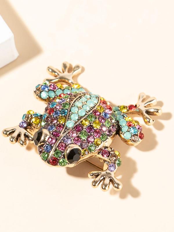 Rhinestone Decorated Frog Design Brooch Pin for Clothes, Vintage Clothes Accessories for Men & Women, Exquisite Jewelry for Birthday Gift