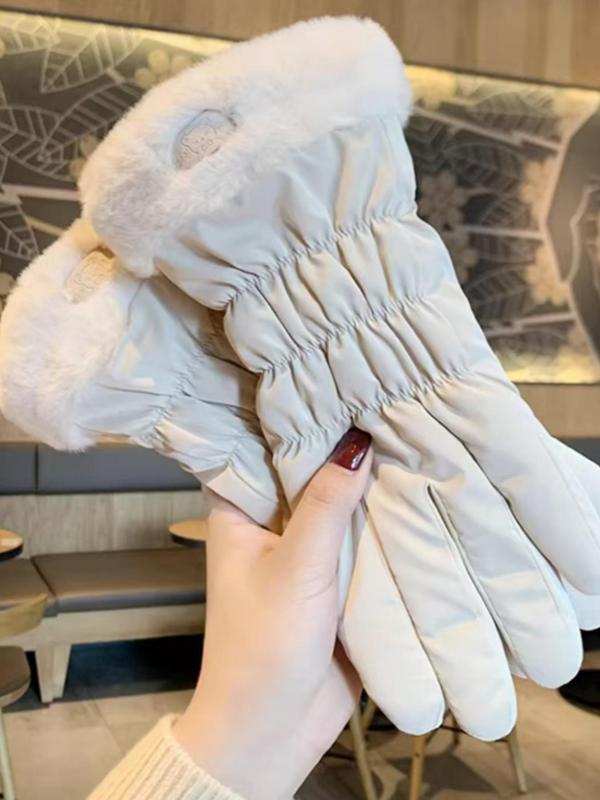 Women's Solid Color Thermal Lined Gloves, Casual Touch Screen Warm Gloves for Fall & Winter, Fashion Accessories for Women & Men