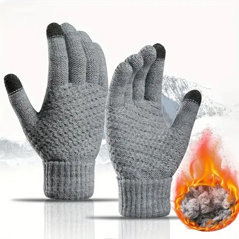 Winter Gloves Touchscreen, Warm Fleece Lined Elastic Knit Gloves Driving Running Texting Gloves for Cold Weather, Christmas Gifts for Men Women