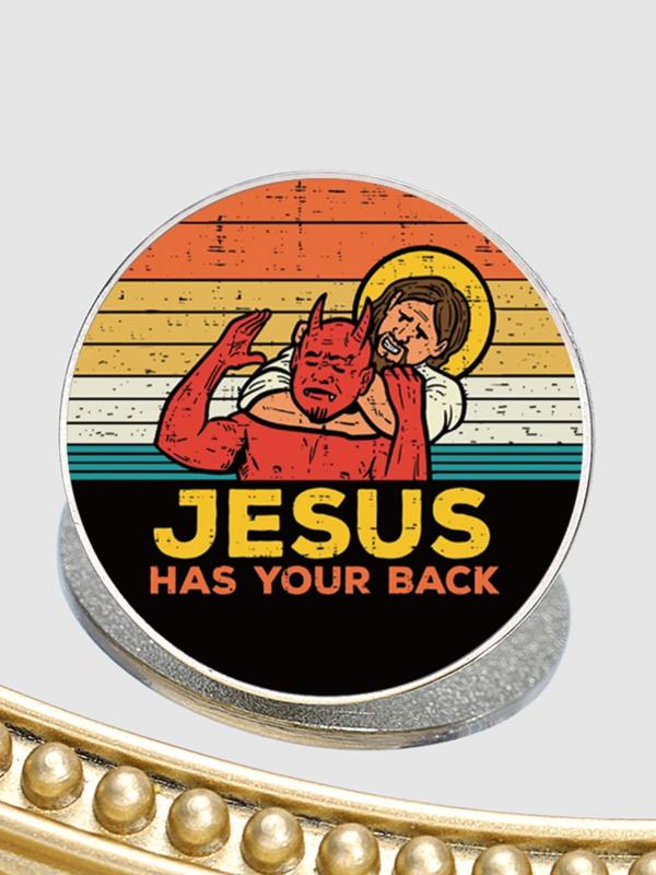 Summer Letters & Jesus Print Pin Brooch, Round Badge, Fashion Accessories for Men & Women for Backpacks, Jeans, Scarves, Hats Decoration Fixed Buckle