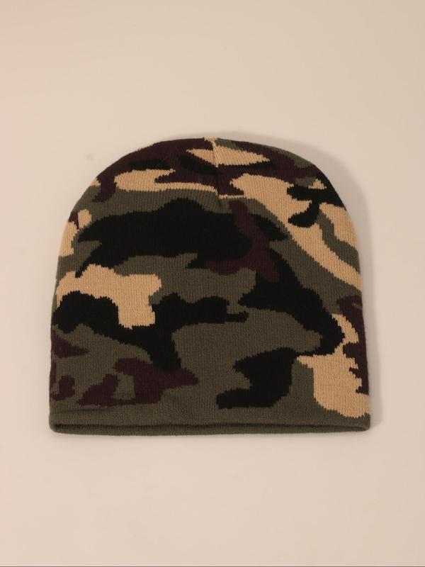 Camo Pattern Beanie Hat, Casual Outdoor Sports Hat for Men & Women, Fashion Accessories for Fall & Winter