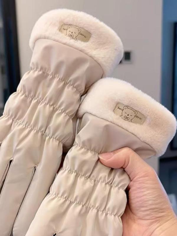 Women's Solid Color Thermal Lined Gloves, Casual Touch Screen Warm Gloves for Fall & Winter, Fashion Accessories for Women & Men