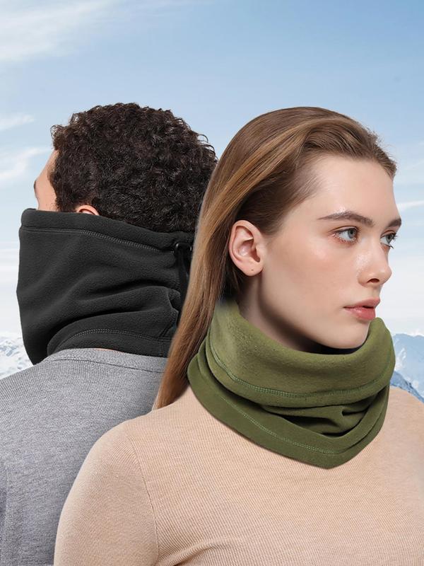 2024 New Style Solid Color Winter Neck Warmer, Drawstring Thermal Bandana, Face Cover Half Fleece Mask, Hiking Cycling Running Sport Ski Tube Scarf, Women Men