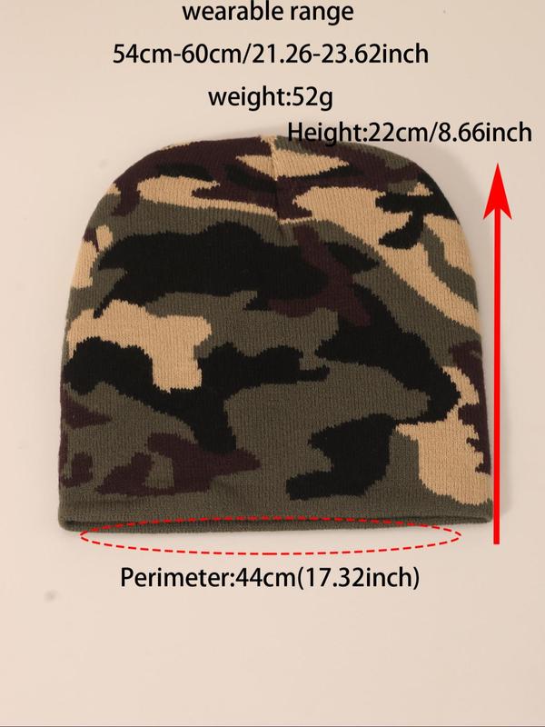 Camo Pattern Beanie Hat, Casual Outdoor Sports Hat for Men & Women, Fashion Accessories for Fall & Winter