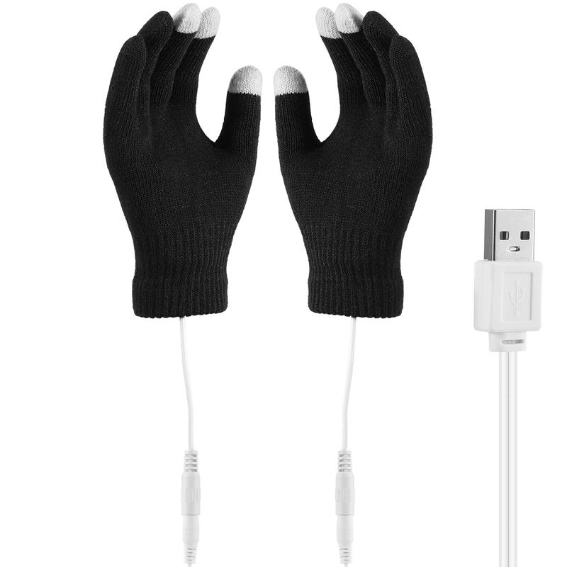 Electric USB Heated Gloves for Men and Women, Soft Knitting Heating Gloves  Touchscreen Hand Warm Windproof Thermal Winter Ski