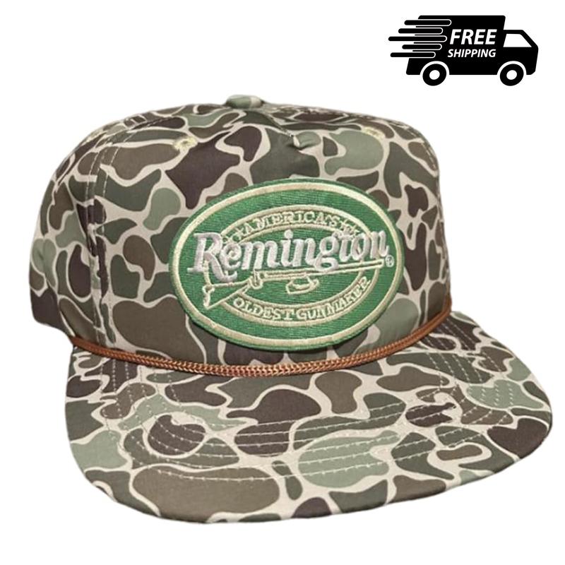 Remington hunting patch retro Camo rope brim SnapBack hat | great for the woods | keeps you warm in the winter | thick material